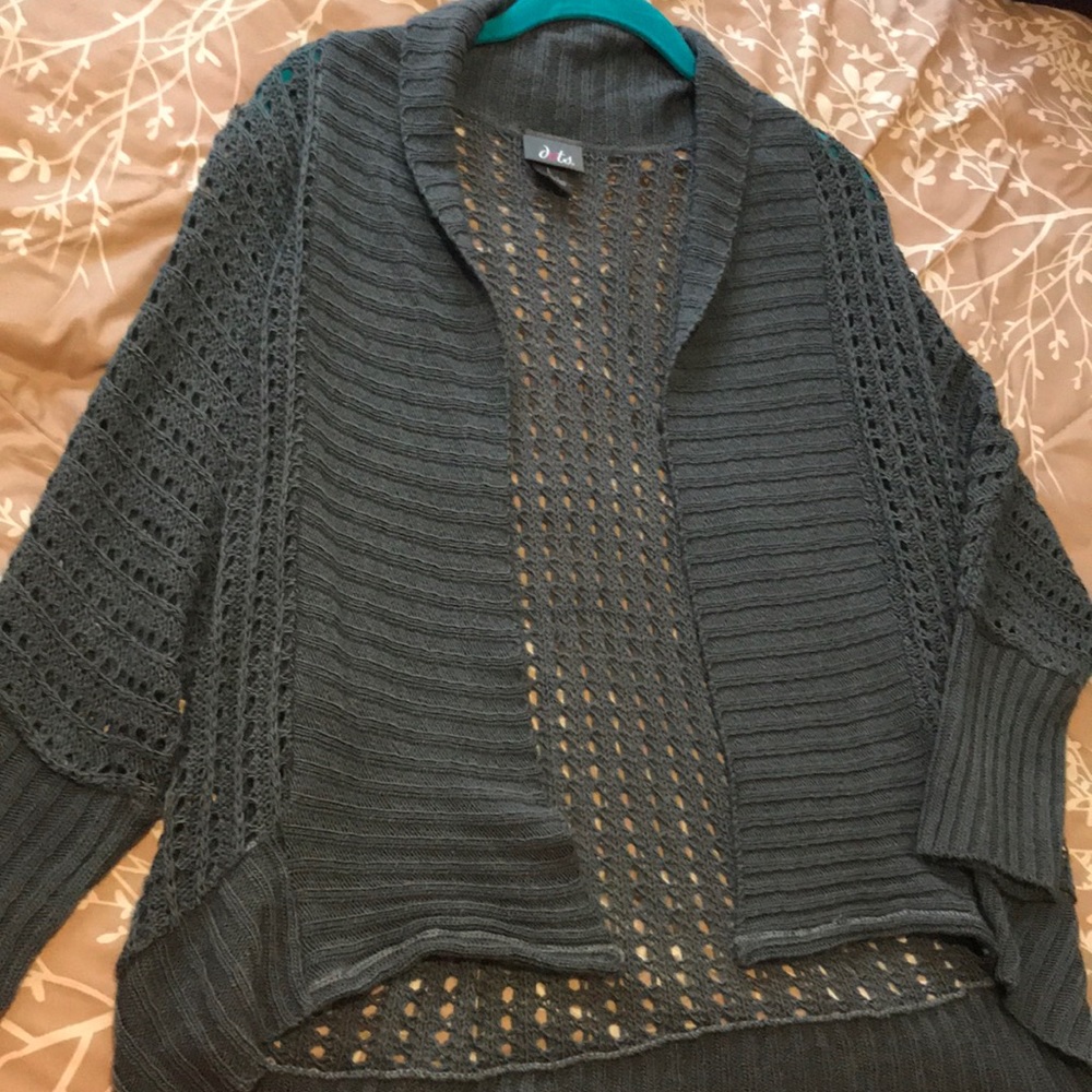 Grey Open-Front Sweater